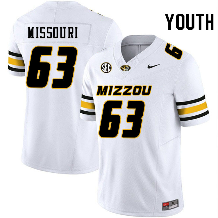 Youth #63 Chace Missouri Missouri Tigers College Football Jerseys Stitched-White